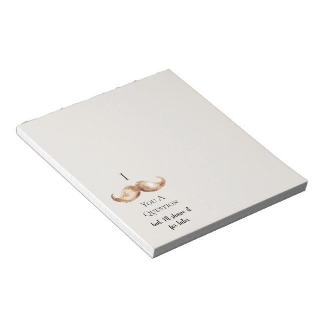 Blue Cream Stripes Mustache You A Question Notepad (Angled)