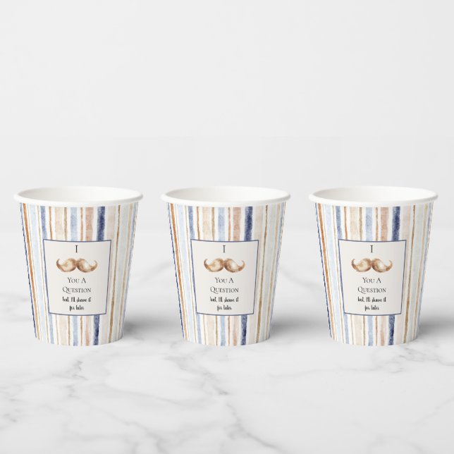 Blue Cream Stripes Mustache You A Question Paper Cups (Multi)