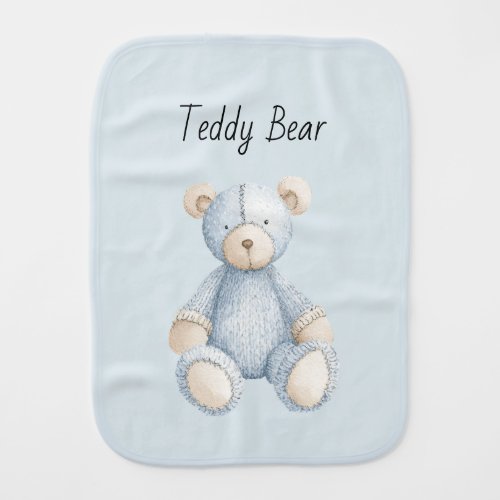 Blue Cream Teddy Bear Baby Burp Cloth