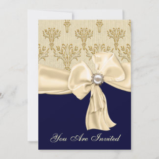Blue & Cream Wedding Rehearsal Dinner Invitation
