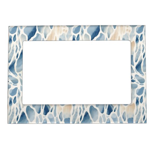 Blue Cream White Abstract Animal Print Magnetic Frame