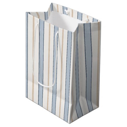 Blue Cream White Stripes Father's Day  Medium Gift Bag
