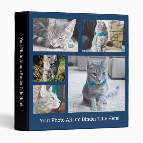 Blue Create Your Own Collage Personalized Photo 3 Ring Binder