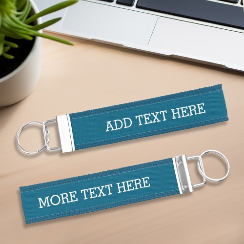 Blue Create Your Own _ With 2 Lines of TEXT Wrist Keychain
