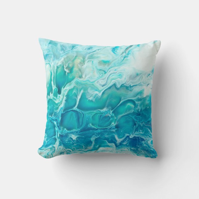 Blue creative abstract hand painted background, ma throw pillow (Front)