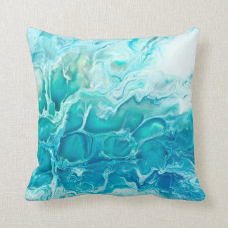 Blue creative abstract hand painted background, ma throw pillow