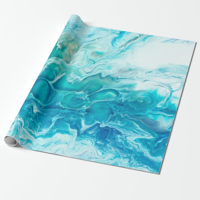 Blue creative abstract hand painted background, ma wrapping paper (Unrolled)