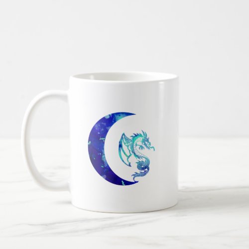 Blue Crescent Moon and Dragon Coffee Mug