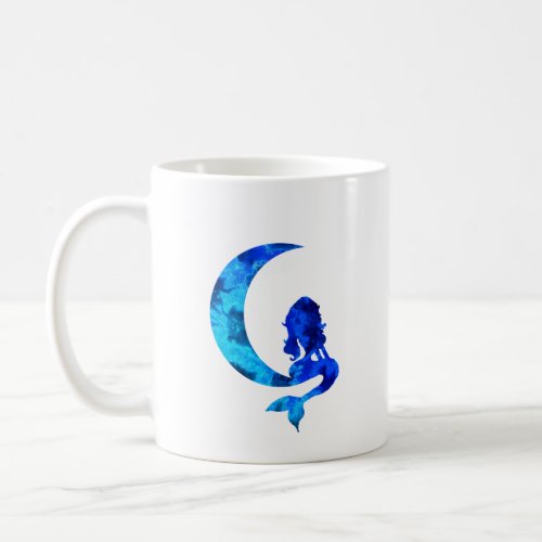 Blue Crescent Moon and Mermaid Coffee Mug