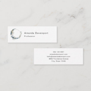 Blue Crescent Moon with White Flowers Mini Business Card