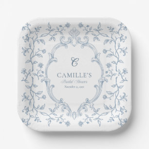 Blue Crest Bridal Shower Party Plates