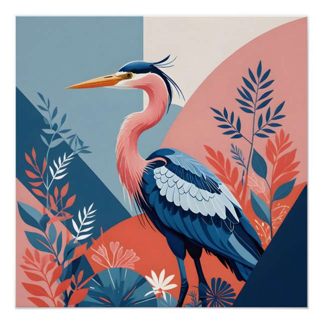 blue crest heron poster (Front)
