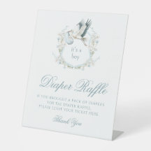 Blue Crest Stork Boho Baby Shower Diaper Raffle