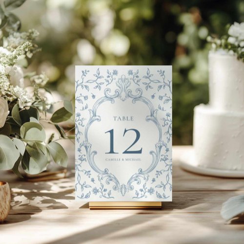 Blue Crest Wedding Table Number Sign