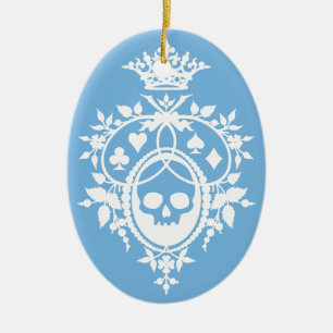 Blue Crest with Skull and Cardsuits Ceramic Orname Ornament