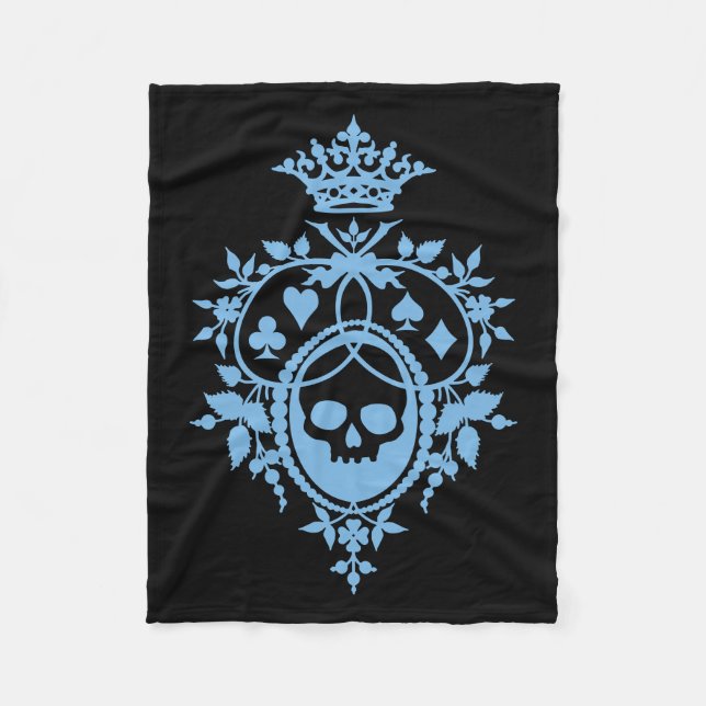 Blue Crest with Skull and Cardsuits Fleece Blanket (Front)