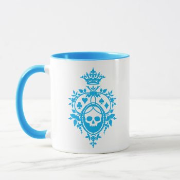 Blue Crest With Skull And Cardsuits Mug by opheliasart at Zazzle