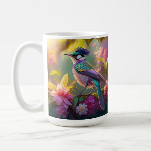 Blue Crested Rainbow Winged Sunbird Fantasy Bird Coffee Mug