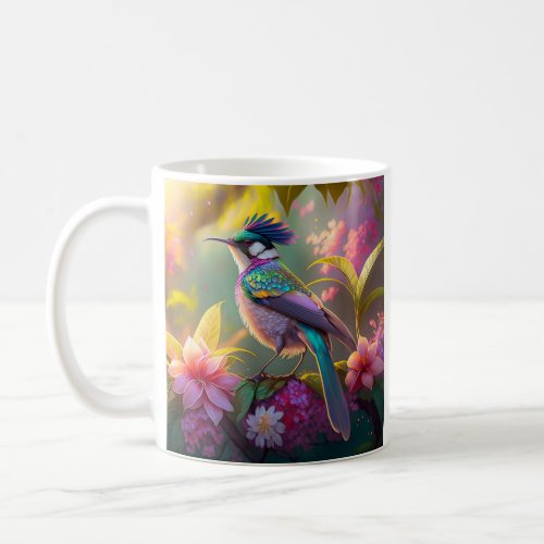 Blue Crested Rainbow Winged Sunbird Fantasy Bird Coffee Mug