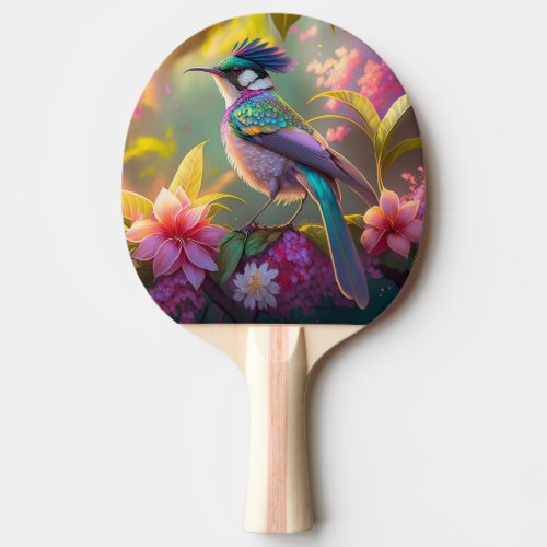 Blue Crested Rainbow Winged Sunbird Fantasy Bird Ping Pong Paddle