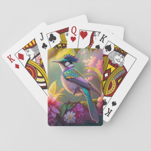 Blue Crested Rainbow Winged Sunbird Fantasy Bird Playing Cards