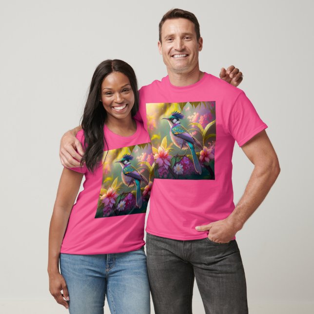 Blue Crested Rainbow Winged Sunbird Fantasy Bird T-Shirt (Unisex)