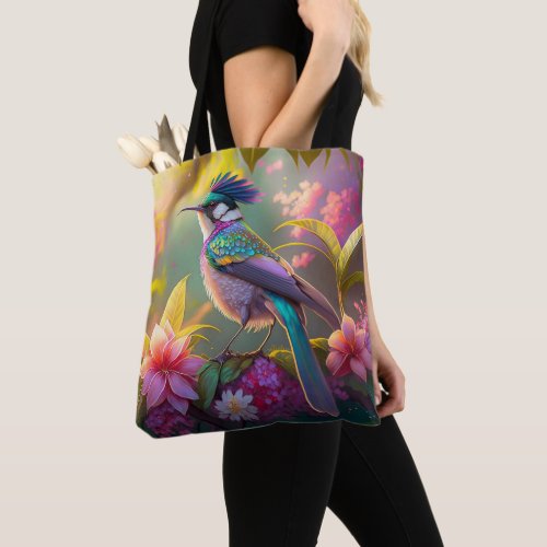Blue Crested Rainbow Winged Sunbird Fantasy Bird Tote Bag