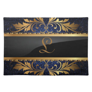 Blue Crimson Sequin Disco Glitz Pattern Placemat