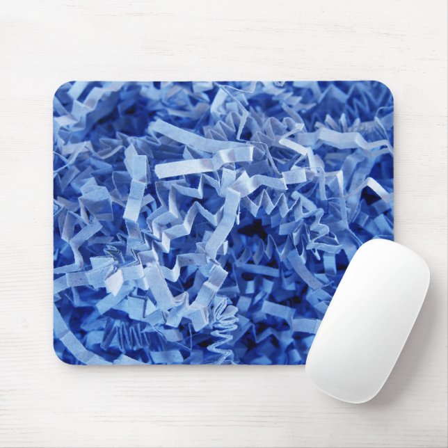 Blue Crinkled Shreds Recycle Stuffing Paper Mouse Pad (With Mouse)