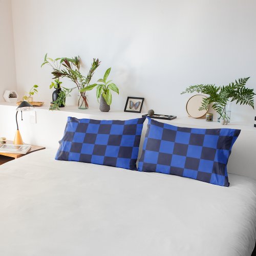 Blue Croatian Geometric Checkered Pattern Pillow Case
