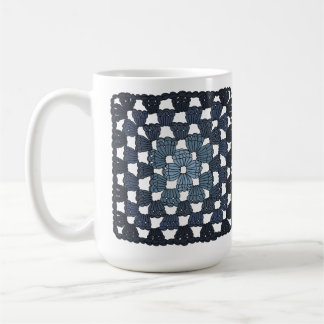 Blue Crochet Granny Square Coffee Mug