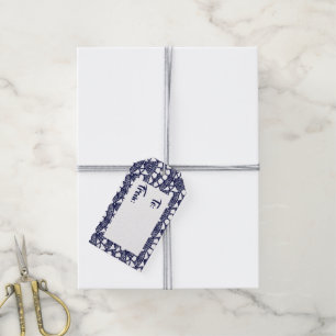Blue Crochet Stitch Background Gift Tags