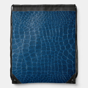 Blue Crocodile leather print Drawstring Bag