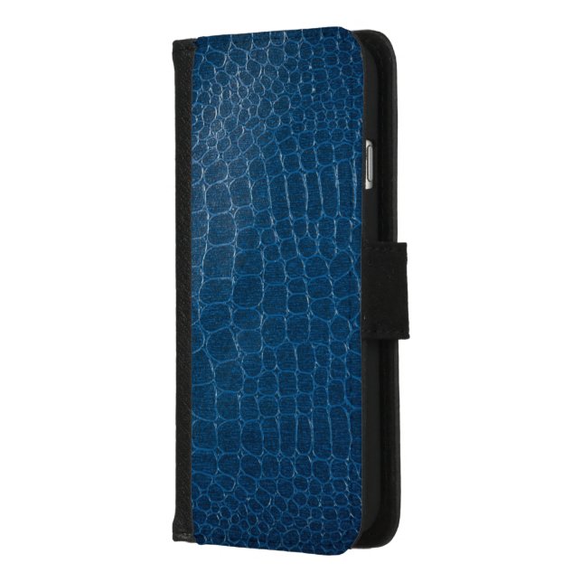 Blue Crocodile leather print  iPhone Wallet Case (Left)