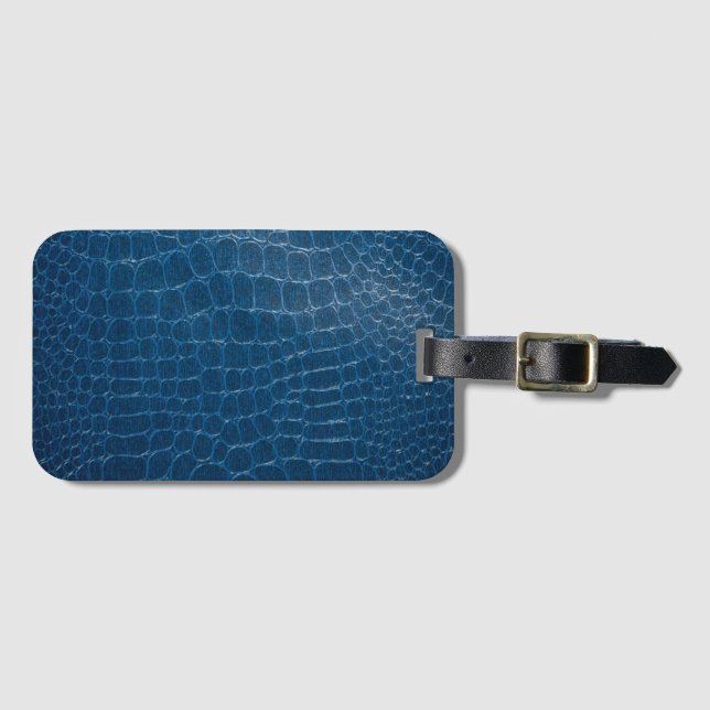 Blue Crocodile leather print  Luggage Tag (Front Horizontal)