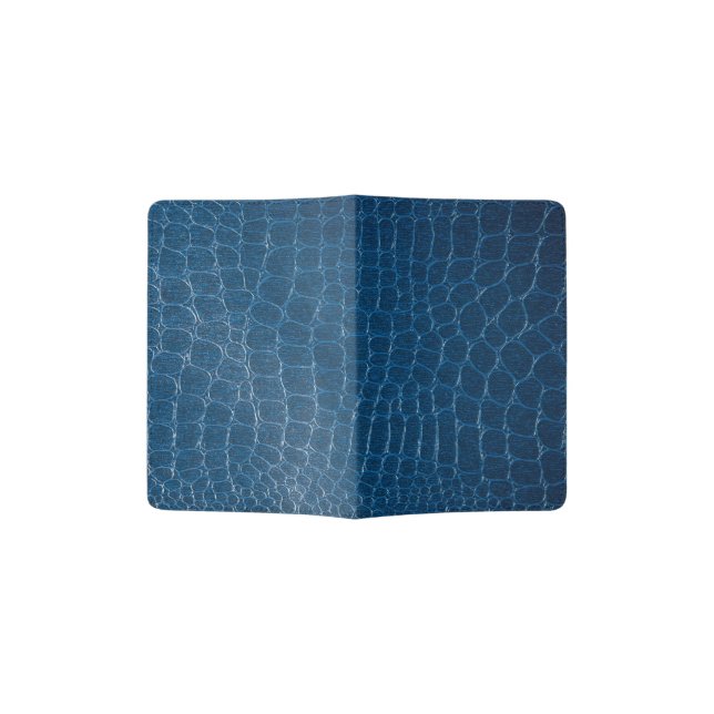 Blue Crocodile leather print Passport Holder (Opened)