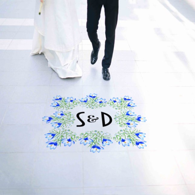 Blue Crocus Square Wedding Floor Decal (Wedding)