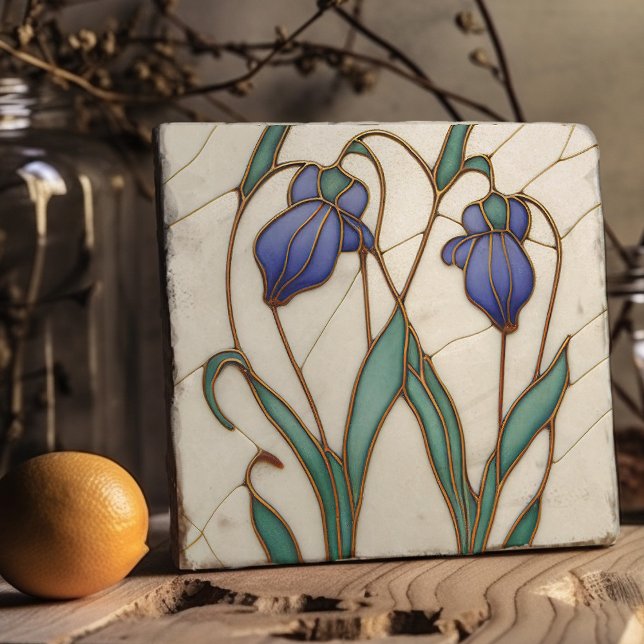Blue Crocus Wall Decor Art Nouveau Art Deco Trivet (Creator Uploaded)