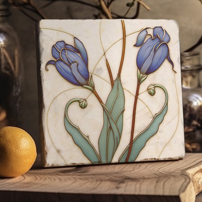 Blue Crocus Wall Decor Art Nouveau Art Deco Trivet (Creator Uploaded)