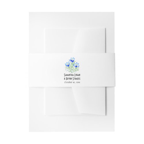 Blue Crocus Wedding Invitation Belly Band