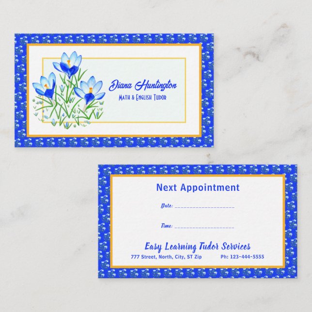 Blue Crocuses Appointment Reminder Cards (Front/Back)