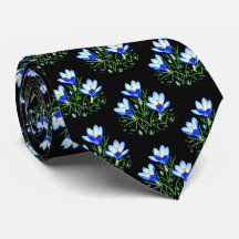 Blue Crocuses Black Necktie