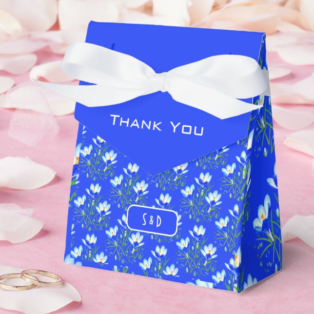 Blue Crocuses Blue Favor Box (Wedding)