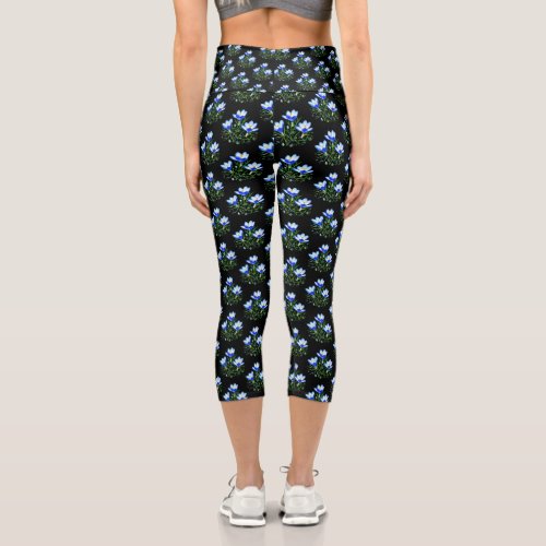 Blue Crocuses Capri Leggings