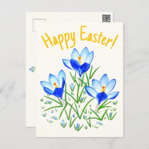 Blue Crocuses Easter Postcard