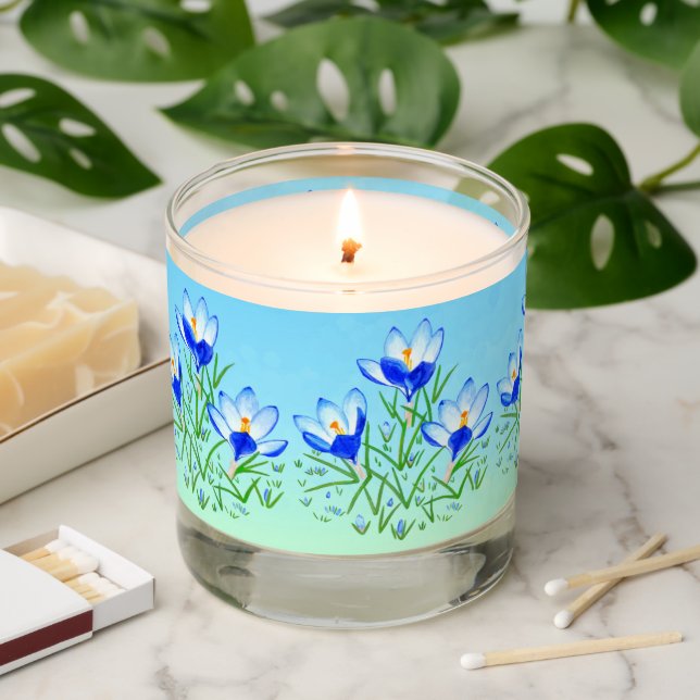 Blue Crocuses Scented Candle (Lit)