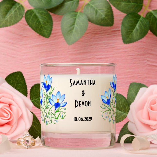 Blue Crocuses Scented Wedding Candle (Wedding)