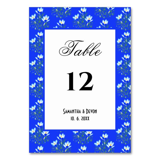 Blue Crocuses Table Number (Front)
