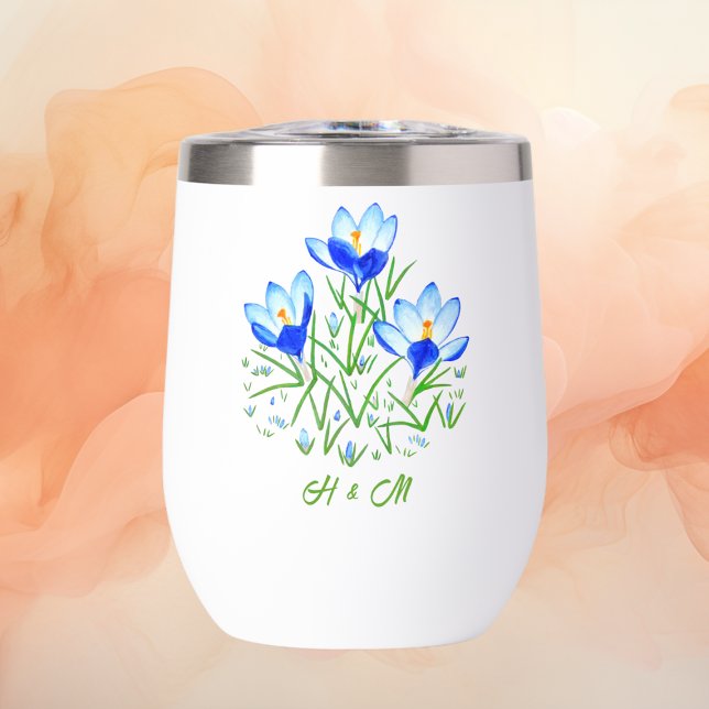 Blue Crocuses Thermal Wine Tumbler (Creator Uploaded)