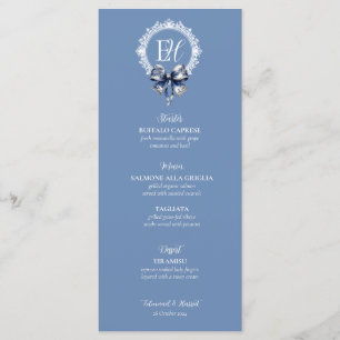 Blue Croquette Inspired Wedding Menu Card